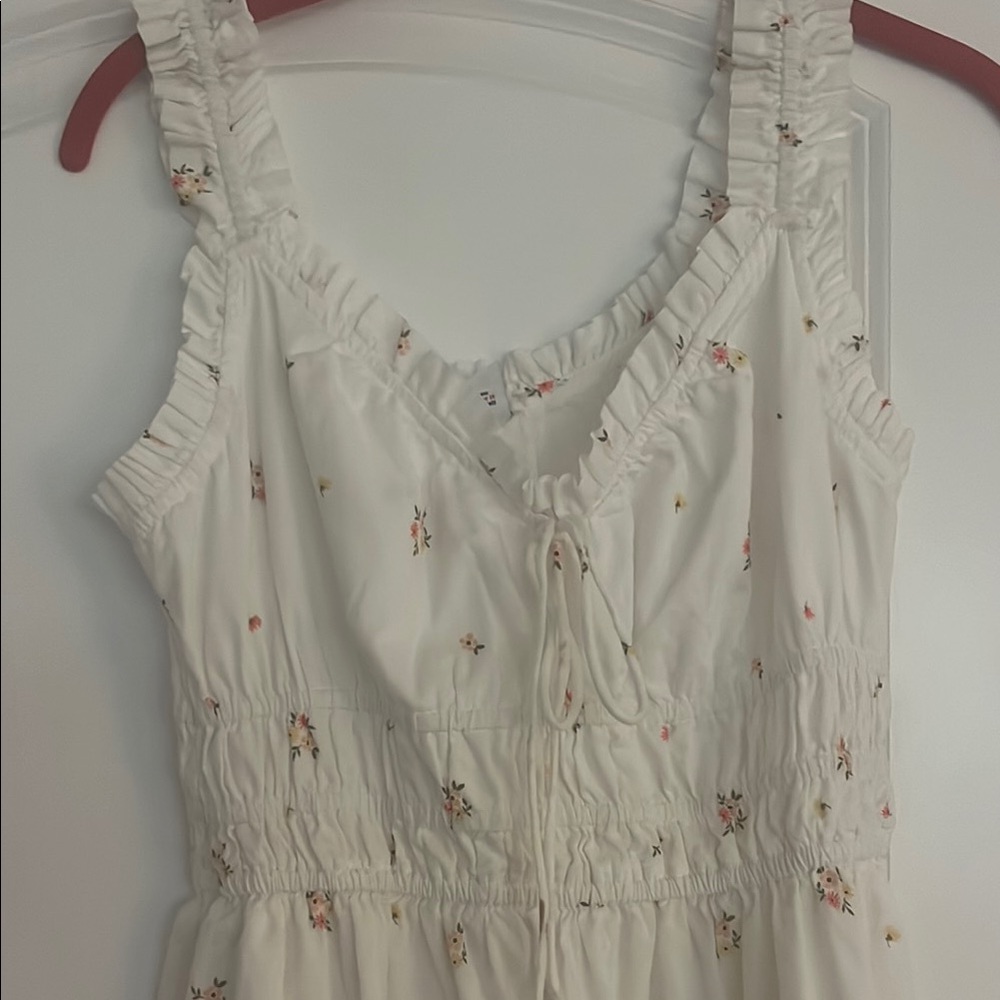 White Dress with Floral Accents